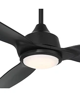 Casa Vieja 60" Revere Mid Century Modern Indoor Outdoor Ceiling Fan 3 Blade Customize Led Remote Control Matte Black Finish Blades Bedroom Patio Livin