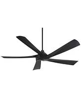 60" Eloquent Modern Indoor Outdoor Ceiling Fan 5 Blade Led Light Remote Control Matte Black Finish Blades Bedroom Patio Living Room Kitchen Porch Damp