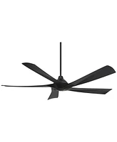 Possini Euro Design 60" Possini Euro Eloquent Matte Black Damp Led Remote Ceiling Fan