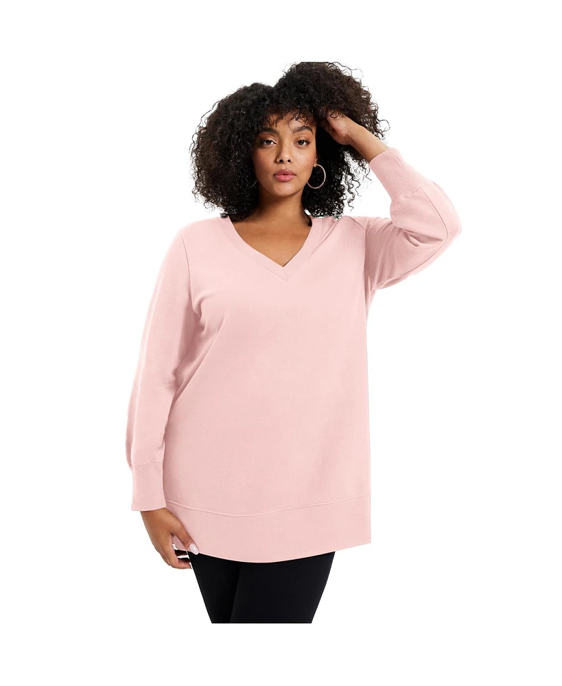 June + Vie Women's June + Vie V-Neck French Terry Sweatshirt