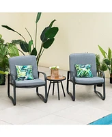 Inolait 3 Pieces Patio Bistro Conversation Set with Waterproof Dpc Tabletop