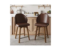 Hulala Home Mid-century Gien Leather Swivel Stool with Solid Wood Legs