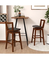 Sugift Swivel Upholstered Pu Leather Stool with Backrest and Cushioned Seat