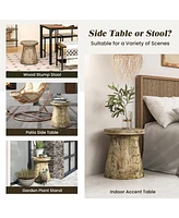 Sugift Weather Resident Rock End Table with Wood Grain for Living Room