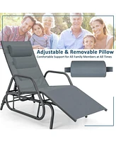 Sugift Outdoor Chaise Lounge Glider Chair with Armrests and Pillow