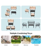 Sugift 4 Pieces Patio Furniture Set with Seat Back Cushions for Garden