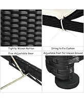 Inolait Adjustable Patio Rattan Lounge Chair with Cushioned
