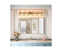 gaomon Crystal Gold Bathroom Vanity Light 6 Light Modern Bathroom Vanity Light Fixtures Over Mirror Modern Crystal Vanity Lighting