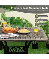 Sugift 35.4 Inch Aluminum Patio Square Dining Table with Umbrella Hole