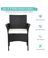 Sugift 2 Pieces Patio Wicker Chairs with Cozy Seat Cushions