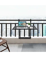 Sugift Railing Folding Table with 5-Level Adjustable Heights