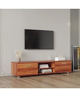 Slickblue Walnut Tv Stand for 70-Inch TVs – Media Console Entertainment Center with Storage Cabinet
