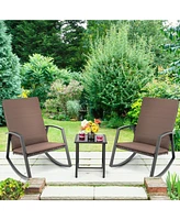 Vebreda 3 Pieces Patio Rattan Rocking Furniture Set