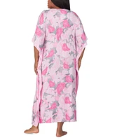 Ellen Tracy Plus Printed V-Neck Caftan Nightgown