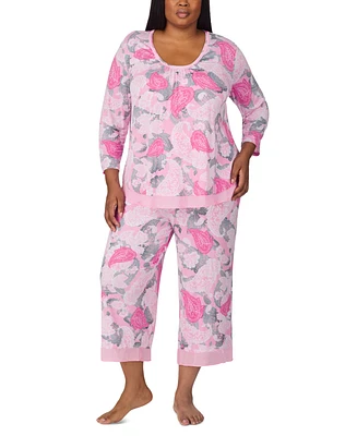 Ellen Tracy Plus Printed Cropped Pajama Set