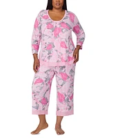 Ellen Tracy Plus Printed Cropped Pajama Set