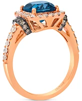 Le Vian London Blue Topaz (2-1/2 ct. t.w.) & Diamond (3/4 ct. t.w.) Statement Ring in 14k Rose Gold