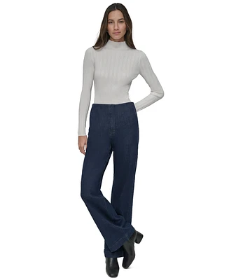 Dkny Jeans Petite High-Rise Wide-Leg Bandless Trouser