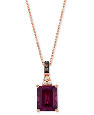 Le Vian Rhodolite (3-5/8 ct. t.w.) & Diamond (1/20 ct. t.w.) 20" Adjustable Pendant Necklace in 14k Rose Gold