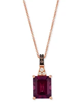 Le Vian Rhodolite (3-5/8 ct. t.w.) & Diamond (1/20 ct. t.w.) 20" Adjustable Pendant Necklace in 14k Rose Gold