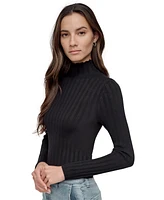 Dkny Jeans Petite Ribbed Mock-Neck Sweater