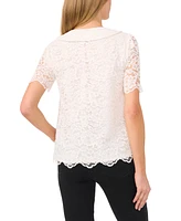 CeCe Women's Short Sleeve Lace Blouse