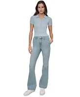 Dkny Jeans Petite Short-Sleeve Ribbed Polo Shirt