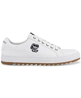 Karl Lagerfeld Paris Men's Side Heart Logo Patch Tumbled Leather Sneaker