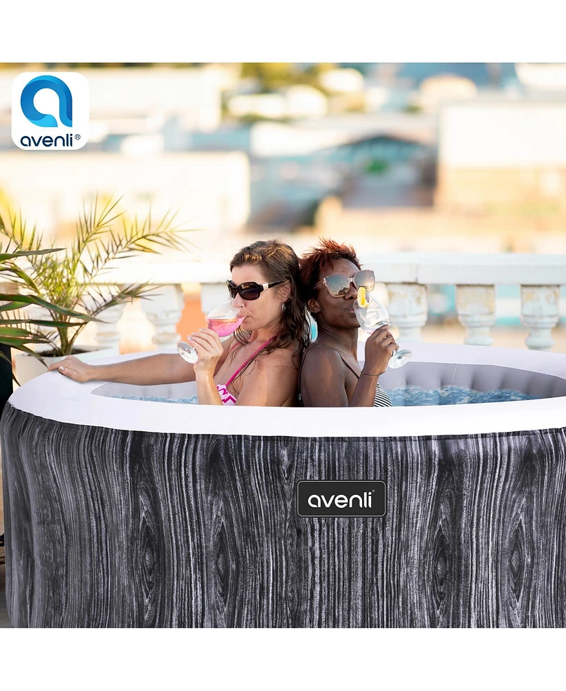 Jleisure Greywood 65 Inch 3 Person Inflatable Round Outdoor Hot Tub Spa, Gray