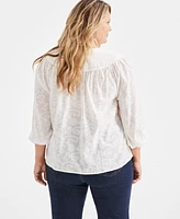 Style & Co Plus Textured Yoke Split-Neck Top, Exclusively at Macy's