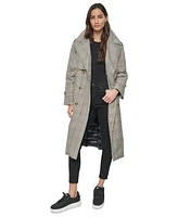 Dkny Jeans Women's Mixed-Media Puffer Trench Coat