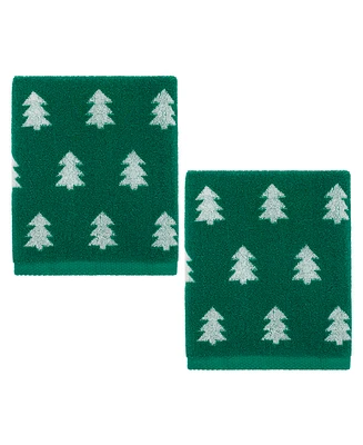 Nicole Miller Festive Pine 2-Pack Cotton Hand Towel Set, 28" x 16"