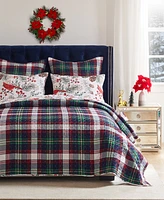 Greenland Home Cardinal Plaid Holiday 3-Pc. Quilt Set