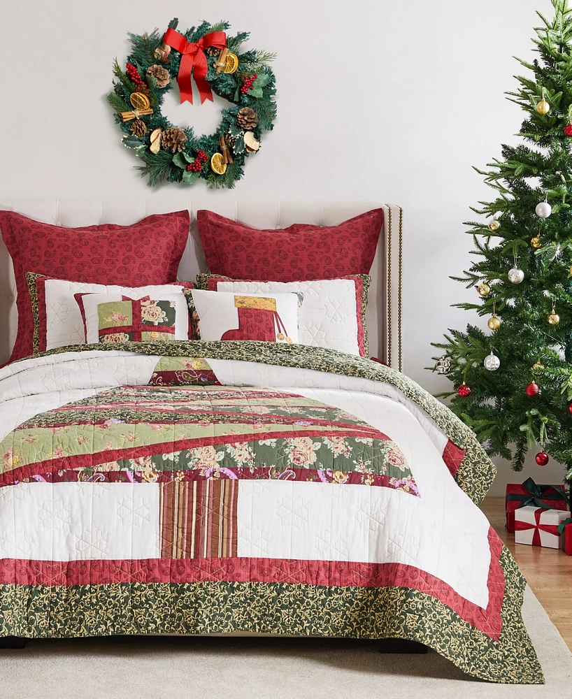 Greenland Home Fashions Christmas Tree Holiday -Pc. Quilt Set