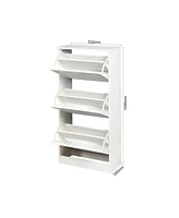 Slickblue Wooden Shoe Cabinet for Entryway, White Shoe Storage Cabinet with 3 Flip Doors
