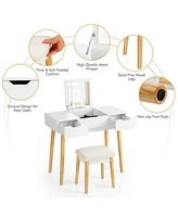 Sugift Makeup Vanity Table Set with Flip Top Mirror and 2 Drawers