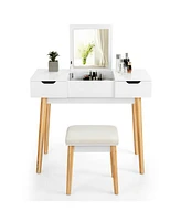 Sugift Makeup Vanity Table Set with Flip Top Mirror and 2 Drawers