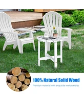 Inolait 18 Inch Patio Round Side Wooden Slat End Coffee Table for Garden