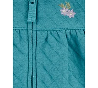 Carter's Baby Girls Quilted Cardigan, Bodysuit & Floral Pants