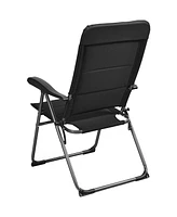 Sugift Set of 4 Patio Folding Chairs with Adjustable Backrests