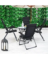 Sugift Set of 4 Patio Folding Chairs with Adjustable Backrests