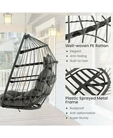 Sugift Hanging Egg Chair Wicker Swing Hammock Chair