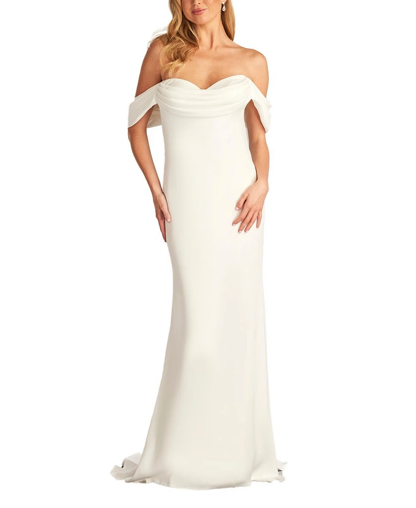 Tadashi Shoji Women's Amishta Off-The-Shoulder Crepe Gown