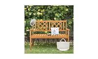 Slickblue Outdoor Garden Fir Wood Bench with Grid Back in Burlywood – Stylish and Durable Seating Solution for Patios, Gardens, and Outdoor Spa