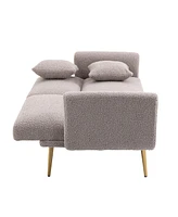 Slickblue Velvet Loveseat Sofa with Metal Feet, Elegant Accent Sofa for Living Room or Bedroom