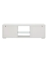 Slickblue Sleek White Modern Tv Stand with Led Lighting – Glossy Finish for Living Room, Lounge, or Bedroom