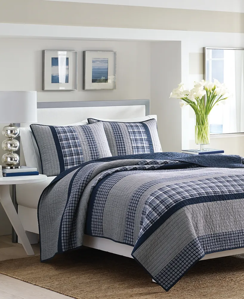 Nautica Marina Cove Cotton Reversible Quilt And Bonus Set