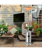 Gymax Patio 87 inches Tall Propane Heater 48,000 Btu W/Table & Wheels Silver