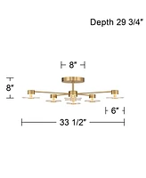 Chapman 33 1/2" Modern Semi Flush-Mount Ceiling Light Fixture Kitchen Foyer Hallway Sputnik Unique 7-Light Led Warm Gold Finish Glass Metal Bedro