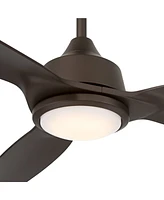 Casa Vieja 60" Revere Mid Century Modern Indoor Outdoor Ceiling Fan 3 Blade Customize Led Remote Control Emperial Bronze Finish Blades Bedroom Patio L